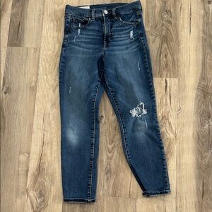 GAP Dark Blue Distressed Ankle Jeans